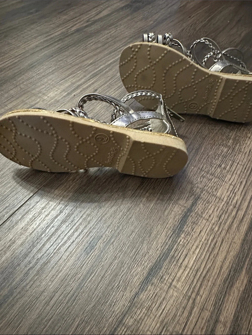 Braided Metallic Silver Gladiator Sandals for toddler girls